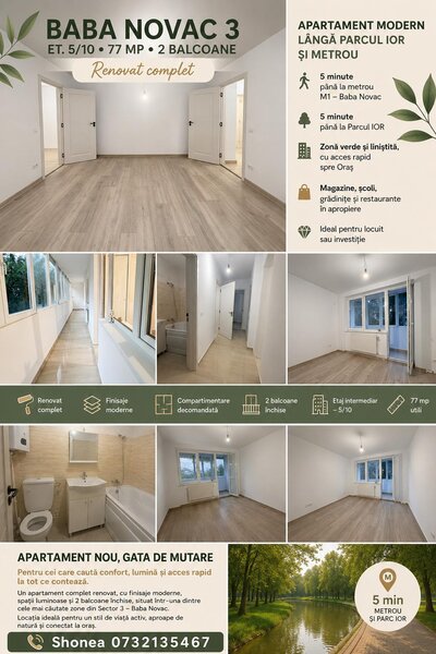 Dristor, Baba Novac, 3 camere, 2 balcoane